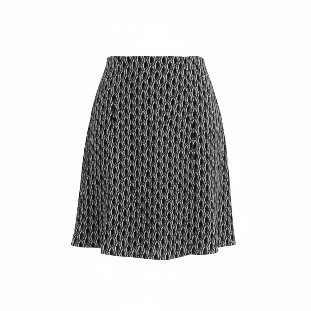 Express Black and White Geometric A-Line Skirt